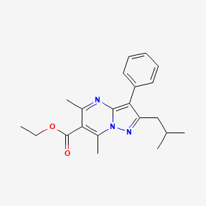 molecular formula C21H25N3O2 B13456528 Ethyl 5,7-dimethyl-2-(2-methylpropyl)-3-phenylpyrazolo[1,5-a]pyrimidine-6-carboxylate 