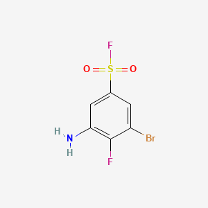molecular formula C6H4BrF2NO2S B13456693 3-Amino-5-bromo-4-fluorobenzene-1-sulfonyl fluoride 