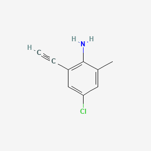 molecular formula C9H8ClN B13456726 4-Chloro-2-ethynyl-6-methylaniline 