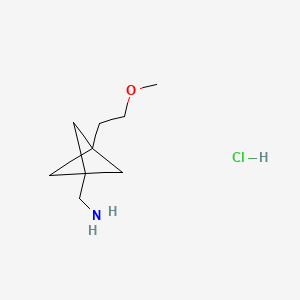 molecular formula C9H18ClNO B13456778 1-[3-(2-Methoxyethyl)bicyclo[1.1.1]pentan-1-yl]methanamine hydrochloride 