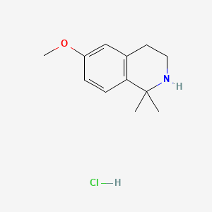 molecular formula C12H18ClNO B13456961 6-Methoxy-1,1-dimethyl-1,2,3,4-tetrahydroisoquinoline hydrochloride 