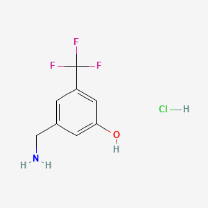 molecular formula C8H9ClF3NO B13457082 3-(Aminomethyl)-5-(trifluoromethyl)phenol hydrochloride 