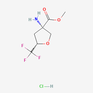 molecular formula C7H11ClF3NO3 B13457210 rac-methyl (3R,5R)-3-amino-5-(trifluoromethyl)oxolane-3-carboxylate hydrochloride 