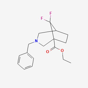 molecular formula C17H21F2NO2 B13457284 Ethyl 3-benzyl-8,8-difluoro-3-azabicyclo[3.2.1]octane-1-carboxylate 