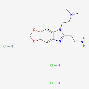 molecular formula C14H23Cl3N4O2 B13457325 2-{12-[2-(Dimethylamino)ethyl]-4,6-dioxa-10,12-diazatricyclo[7.3.0.0,3,7]dodeca-1,3(7),8,10-tetraen-11-yl}ethan-1-amine trihydrochloride 