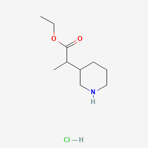 molecular formula C10H20ClNO2 B13457348 Ethyl 2-(piperidin-3-yl)propanoate hydrochloride 