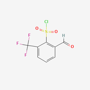 molecular formula C8H4ClF3O3S B13457374 2-Formyl-6-(trifluoromethyl)benzene-1-sulfonyl chloride 