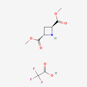 molecular formula C9H12F3NO6 B13457392 rac-2,4-dimethyl (2R,4R)-azetidine-2,4-dicarboxylate, trifluoroacetic acid 