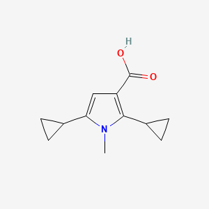 molecular formula C12H15NO2 B13457424 2,5-dicyclopropyl-1-methyl-1H-pyrrole-3-carboxylic acid 