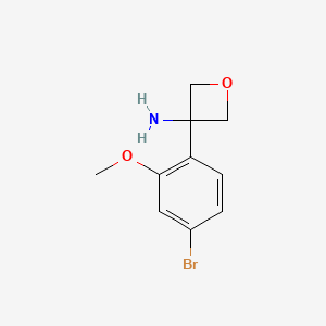 molecular formula C10H12BrNO2 B13457676 3-(4-Bromo-2-methoxyphenyl)-3-oxetanamine 
