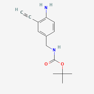 molecular formula C14H18N2O2 B13457725 tert-butyl N-[(4-amino-3-ethynylphenyl)methyl]carbamate 