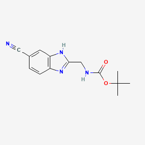 molecular formula C14H16N4O2 B13457904 tert-butyl ((6-cyano-1H-benzo[d]imidazol-2-yl)methyl)carbamate 