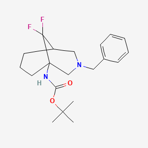 molecular formula C20H28F2N2O2 B13457960 tert-butyl N-{3-benzyl-9,9-difluoro-3-azabicyclo[3.3.1]nonan-1-yl}carbamate 
