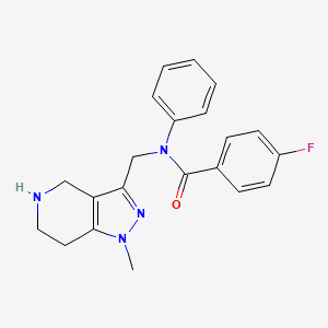 molecular formula C21H21FN4O B1345829 4-fluoro-N-[(1-methyl-4,5,6,7-tetrahydro-1H-pyrazolo[4,3-c]pyridin-3-yl)methyl]-N-phenylbenzamide 