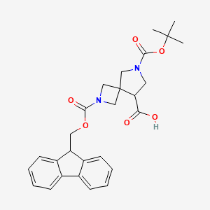 molecular formula C27H30N2O6 B13458299 6-[(tert-butoxy)carbonyl]-2-{[(9H-fluoren-9-yl)methoxy]carbonyl}-2,6-diazaspiro[3.4]octane-8-carboxylic acid 