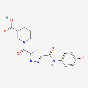 molecular formula C16H15FN4O4S B1345830 1-[(5-{[(4-Fluorophenyl)amino]carbonyl}-1,3,4-thiadiazol-2-yl)carbonyl]piperidine-3-carboxylic acid CAS No. 1142210-55-6