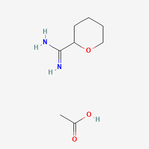 molecular formula C8H16N2O3 B13458333 Acetic acid, oxane-2-carboximidamide 