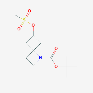 molecular formula C12H21NO5S B13458510 Tert-butyl 6-(methanesulfonyloxy)-1-azaspiro[3.3]heptane-1-carboxylate 