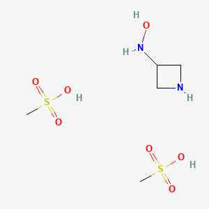 molecular formula C5H16N2O7S2 B13458601 N-(azetidin-3-yl)hydroxylamine, bis(methanesulfonic acid) 