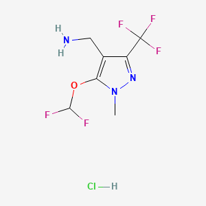 molecular formula C7H9ClF5N3O B13458624 1-[5-(difluoromethoxy)-1-methyl-3-(trifluoromethyl)-1H-pyrazol-4-yl]methanamine hydrochloride 