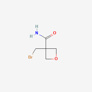 molecular formula C5H8BrNO2 B13458696 3-(Bromomethyl)oxetane-3-carboxamide 