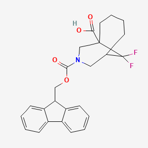 molecular formula C25H25F2NO4 B13458744 8-{[(9H-fluoren-9-yl)methoxy]carbonyl}-10,10-difluoro-8-azabicyclo[4.3.1]decane-1-carboxylic acid 