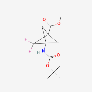 molecular formula C12H17F2NO4 B13458781 Methyl 3-{[(tert-butoxy)carbonyl]amino}-2,2-difluorobicyclo[1.1.1]pentane-1-carboxylate 