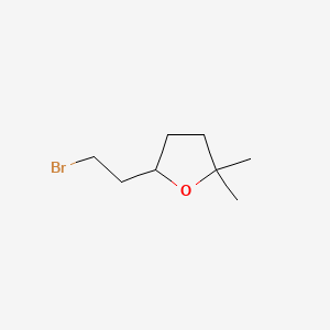 molecular formula C8H15BrO B13458811 5-(2-Bromoethyl)-2,2-dimethyloxolane 