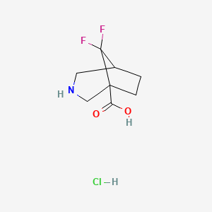 molecular formula C8H12ClF2NO2 B13458850 8,8-Difluoro-3-azabicyclo[3.2.1]octane-1-carboxylic acid hydrochloride 