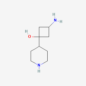 molecular formula C9H18N2O B13459061 (1s,3s)-3-Amino-1-(piperidin-4-yl)cyclobutan-1-ol 