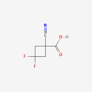 molecular formula C6H5F2NO2 B13459086 1-Cyano-3,3-difluorocyclobutane-1-carboxylic acid CAS No. 2913267-72-6