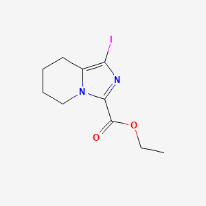 molecular formula C10H13IN2O2 B13459112 ethyl 1-iodo-5H,6H,7H,8H-imidazo[1,5-a]pyridine-3-carboxylate 