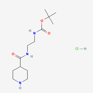 molecular formula C13H26ClN3O3 B13459213 tert-butyl N-{2-[(piperidin-4-yl)formamido]ethyl}carbamate hydrochloride 