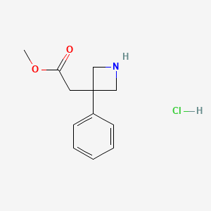 molecular formula C12H16ClNO2 B13459308 Methyl 2-(3-phenylazetidin-3-yl)acetate hydrochloride 