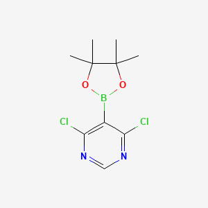 molecular formula C10H13BCl2N2O2 B13459315 4,6-Dichloro-5-(4,4,5,5-tetramethyl-1,3,2-dioxaborolan-2-yl)pyrimidine 