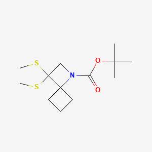 molecular formula C13H23NO2S2 B13459526 Tert-butyl 3,3-bis(methylsulfanyl)-1-azaspiro[3.3]heptane-1-carboxylate 