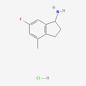 molecular formula C10H13ClFN B13459557 6-fluoro-4-methyl-2,3-dihydro-1H-inden-1-amine hydrochloride 