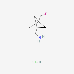 molecular formula C7H13ClFN B13459613 1-[3-(Fluoromethyl)bicyclo[1.1.1]pentan-1-yl]methanamine hydrochloride CAS No. 2919954-76-8