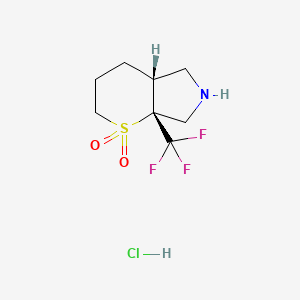 molecular formula C8H13ClF3NO2S B13459785 rac-(4aR,7aR)-7a-(trifluoromethyl)-octahydro-1lambda6-thiopyrano[2,3-c]pyrrole-1,1-dione hydrochloride 