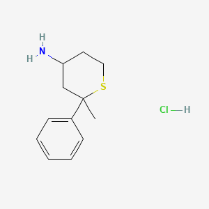 molecular formula C12H18ClNS B13459896 2-Methyl-2-phenylthian-4-amine hydrochloride 
