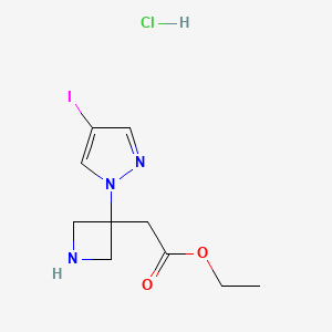 molecular formula C10H15ClIN3O2 B13459934 ethyl 2-[3-(4-iodo-1H-pyrazol-1-yl)azetidin-3-yl]acetate hydrochloride CAS No. 2901105-55-1