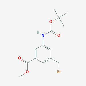 molecular formula C14H18BrNO4 B13459992 Methyl 3-(bromomethyl)-5-{[(tert-butoxy)carbonyl]amino}benzoate 