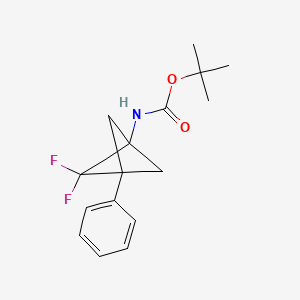 molecular formula C16H19F2NO2 B13460237 tert-butyl N-{2,2-difluoro-3-phenylbicyclo[1.1.1]pentan-1-yl}carbamate 