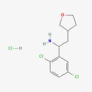 molecular formula C12H16Cl3NO B13460516 1-(2,5-Dichlorophenyl)-2-(oxolan-3-yl)ethan-1-amine hydrochloride 
