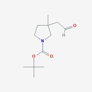 molecular formula C12H21NO3 B13460679 Tert-butyl 3-methyl-3-(2-oxoethyl)pyrrolidine-1-carboxylate 