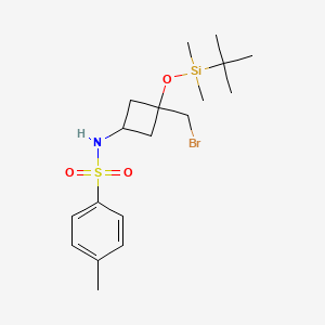 molecular formula C18H30BrNO3SSi B13460720 N-[3-(bromomethyl)-3-[(tert-butyldimethylsilyl)oxy]cyclobutyl]-4-methylbenzene-1-sulfonamide 