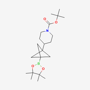 molecular formula C21H36BNO4 B13460816 Tert-butyl 4-[3-(4,4,5,5-tetramethyl-1,3,2-dioxaborolan-2-yl)bicyclo[1.1.1]pentan-1-yl]piperidine-1-carboxylate 