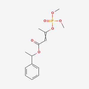 molecular formula C14H19O6P B1346106 2-Butenoic acid, 3-((dimethoxyphosphinyl)oxy)-, 1-phenylethyl ester (9CI) 