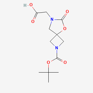molecular formula C12H18N2O6 B13461086 2-{2-[(Tert-butoxy)carbonyl]-6-oxo-5-oxa-2,7-diazaspiro[3.4]octan-7-yl}aceticacid 