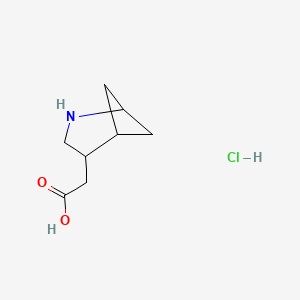 molecular formula C8H14ClNO2 B13461256 2-{2-Azabicyclo[3.1.1]heptan-4-yl}acetic acid hydrochloride 